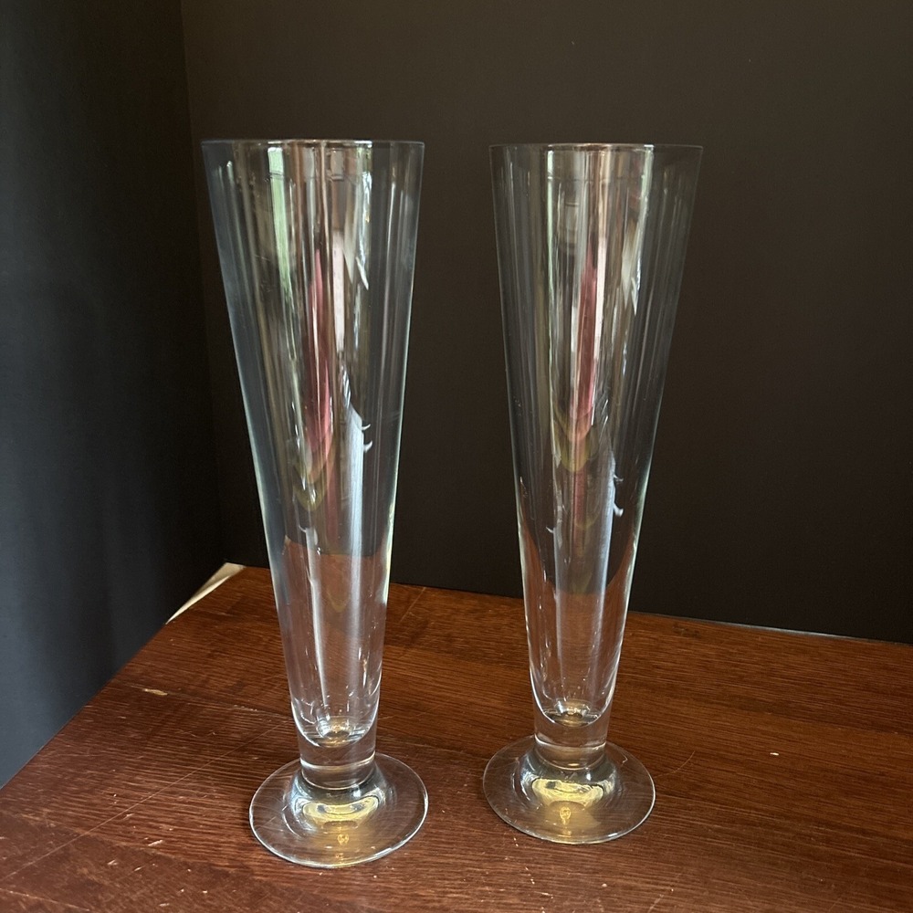 Set Of 2 Pilsner Beer Glasses 11" Made In Italy